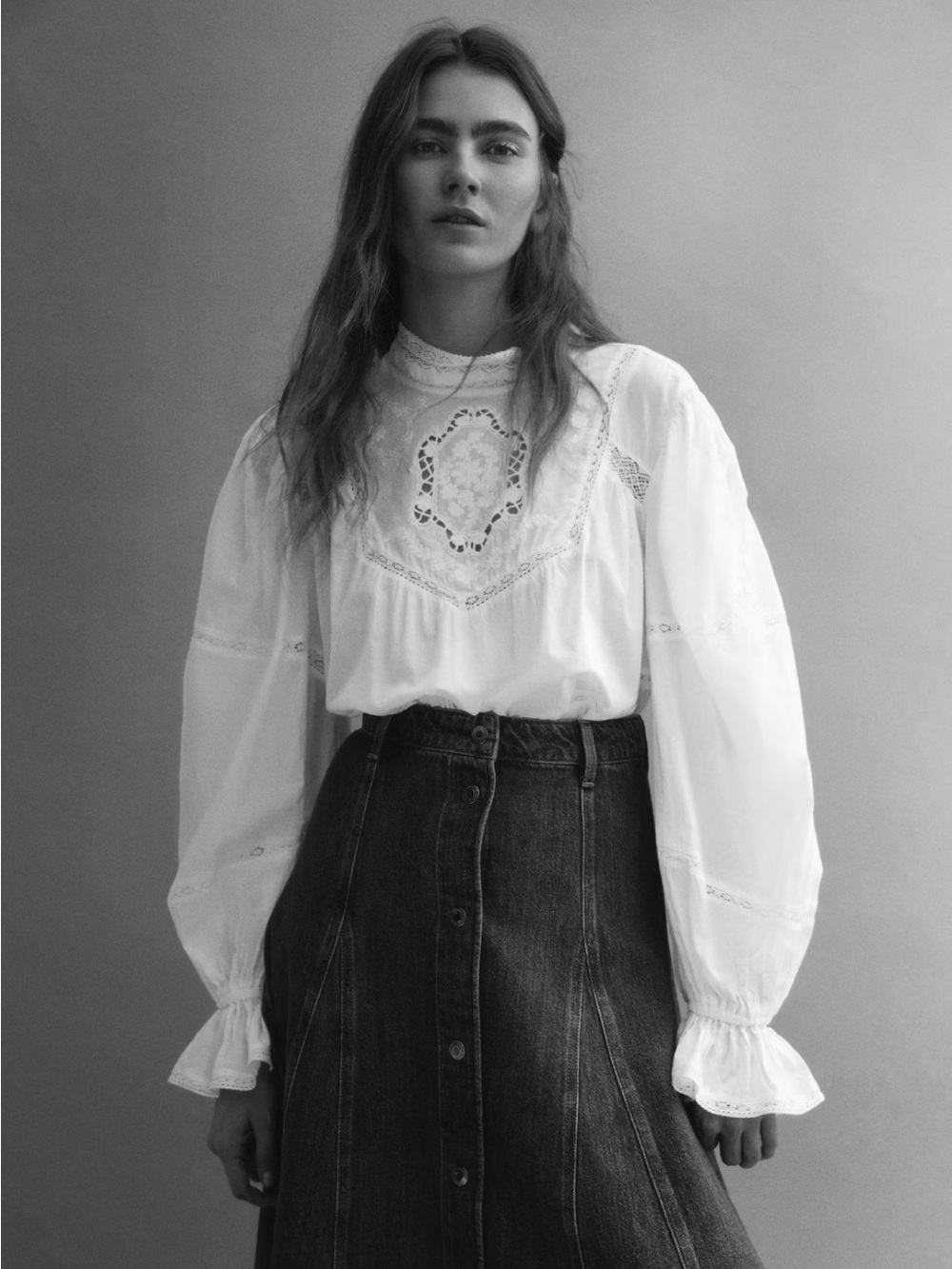 H&M Lace + Cotton Blouse